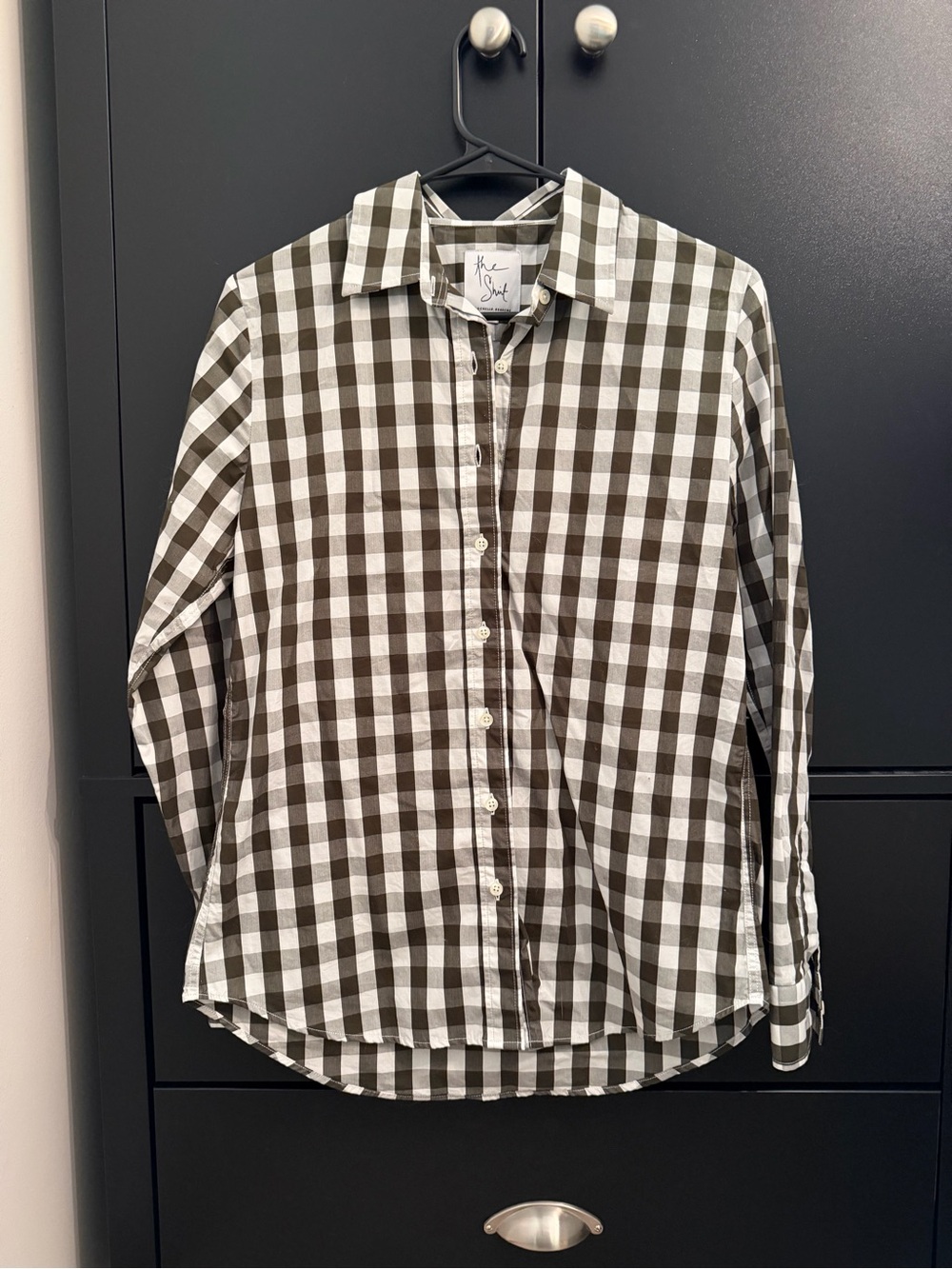 The Shirt by Rochelle Behrens Olive and White Gingham Button-Down
